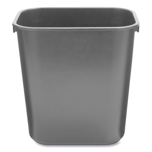 Deskside Plastic Wastebasket, 3.5 Gal, Plastic, Black