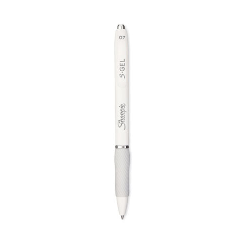 S-gel Fashion Barrel Gel Pen, Retractable, Medium 0.7 Mm, Black Ink, Pearl White Barrel, 4/pack