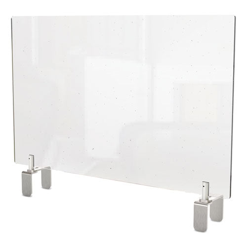 Clear Partition Extender With Attached Clamp, 36 X 3.88 X 24, Thermoplastic Sheeting