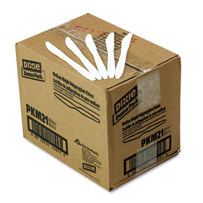 Plastic Cutlery, Mediumweight Knives, White, 1,000/carton