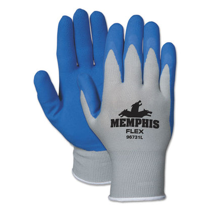 Memphis Flex Seamless Nylon Knit Gloves, Large, Blue/gray, Pair