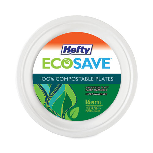 Ecosave Tableware, Plate, Bagasse, 6.75" Dia, White, 30/pack, 12 Packs/carton