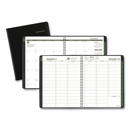 Recycled Weekly Vertical-column Format Appointment Book, 11 X 8.25, Black Cover, 12-month (jan To Dec): 2024