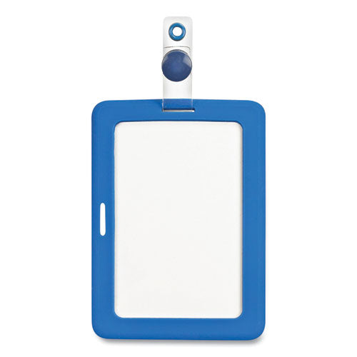 Myid Badge Holder, Vertical/horizontal, 3 5/8 X 2 1/4, Blue, 1/ea