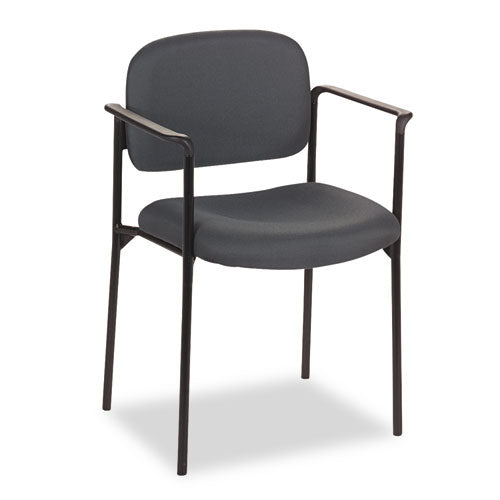 Vl616 Stacking Guest Chair With Arms, Fabric Upholstery, 23.25" X 21" X 32.75", Charcoal Seat, Charcoal Back, Black Base