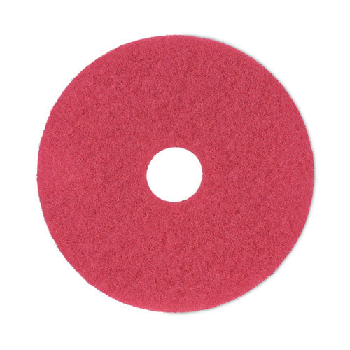 Buffing Floor Pads, 16" Diameter, Red, 5/carton