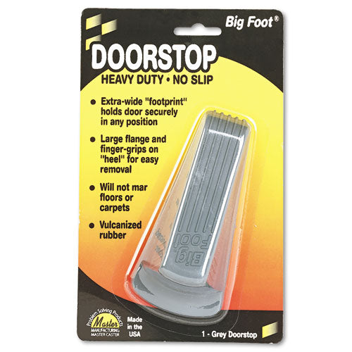 Big Foot Doorstop, No Slip Rubber Wedge, 2.25w X 4.75d X 1.25h, Gray