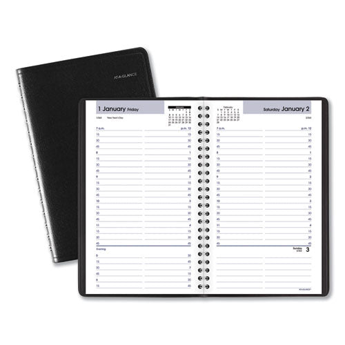 Dayminder Daily Appointment Book, 8.5 X 5.5, Black Cover, 12-month (jan To Dec): 2024