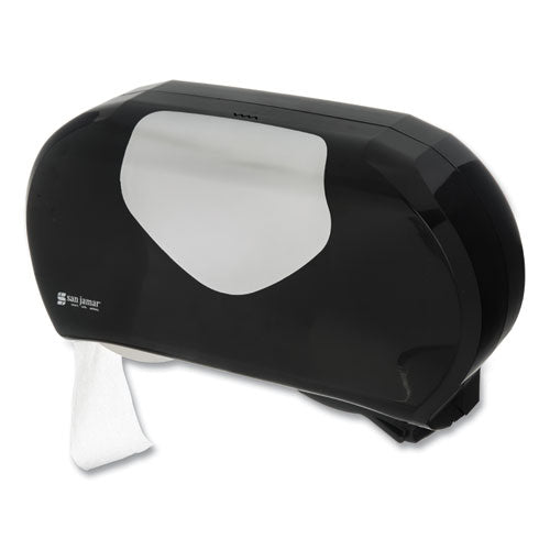 Twin 9" Jumbo Bath Tissue Dispenser, Summit, 20.07 X 5.88 X 11.9, Black/faux Stainless Steel