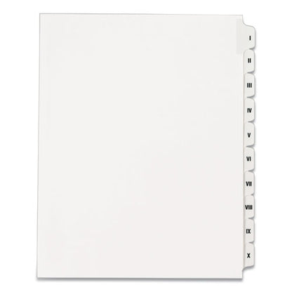 Preprinted Legal Exhibit Side Tab Index Dividers, Allstate Style, 10-tab, I To X, 11 X 8.5, White, 1 Set