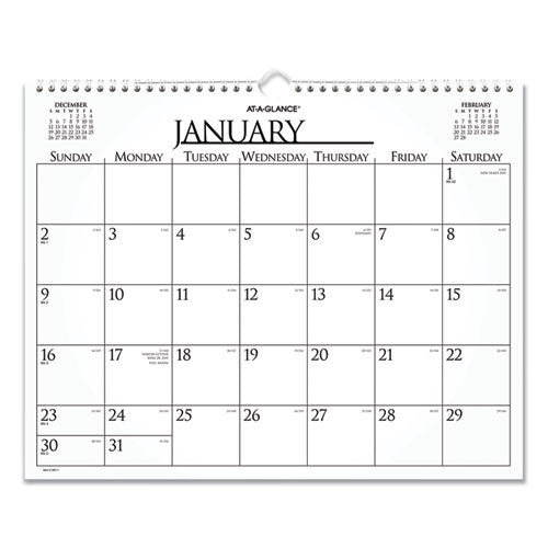 Business Monthly Wall Calendar, 15 X 12, White/black Sheets, 12-month (jan To Dec): 2024