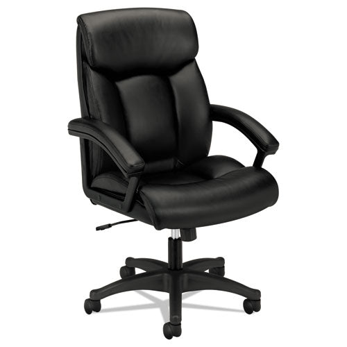 Hvl151 Executive High-back Leather Chair, Supports Up To 250 Lb, 17.75" To 21.5" Seat Height, Black