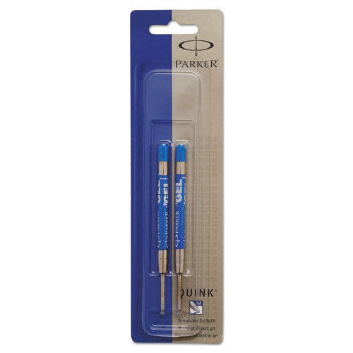 Refill For Parker Retractable Gel Ink Roller Ball Pens, Medium Conical Tip, Blue Ink, 2/pack