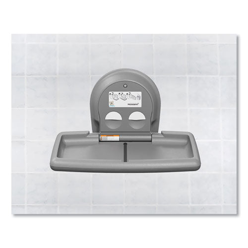 Baby Changing Station, Wall Horizontal Mount, 36.5 X 21.25, Gray