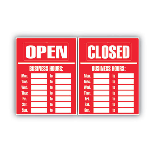 Business Hours Sign Kit, 15 X 19, Red