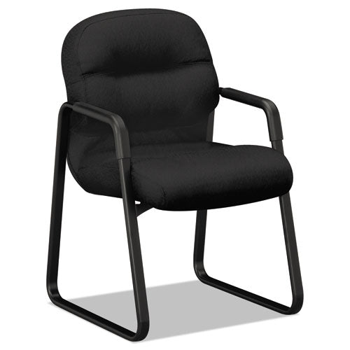 Pillow-soft 2090 Series Guest Arm Chair, Fabric Upholstery, 23.25" X 28" X 36", Black Seat, Black Back, Black Base