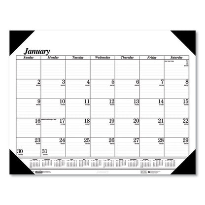 Recycled One-color Dated Monthly Desk Pad Calendar, 18.5 X 13, White Sheets, Black Binding/corners,12-month (jan-dec): 2024