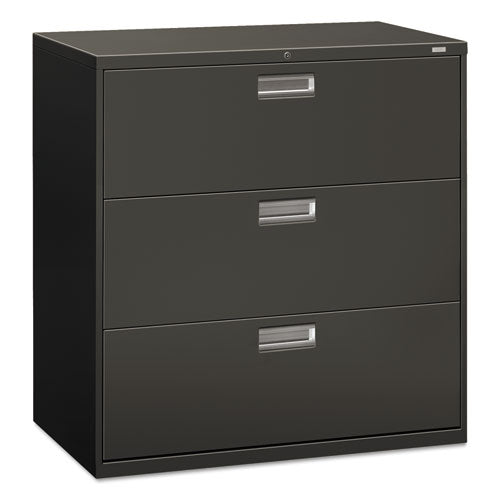 Brigade 600 Series Lateral File, 3 Legal/letter-size File Drawers, Charcoal, 42" X 18" X 39.13"