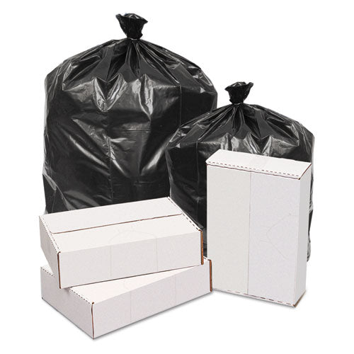 Waste Can Liners, 60 Gal, 40.64 Mic, 38" X 58", Black, 10 Bags/roll, 10 Rolls/carton