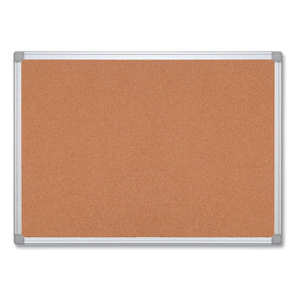 Earth Cork Board, 48 X 36, Tan Surface, Silver Aluminum Frame