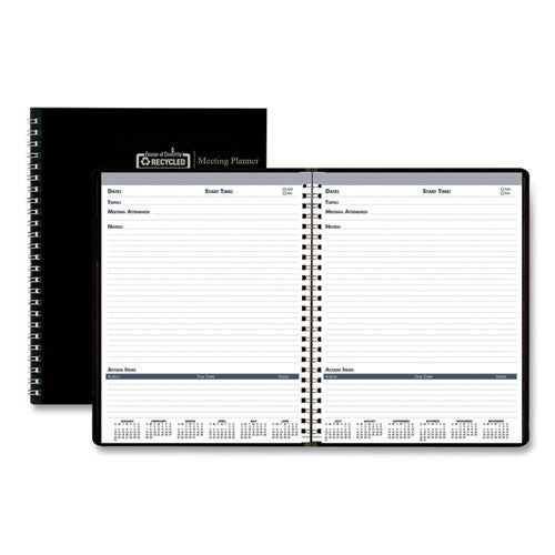 Recycled Meeting Note Planner, 11 X 8.5, Black Cover, 12-month (jan To Dec): 2024