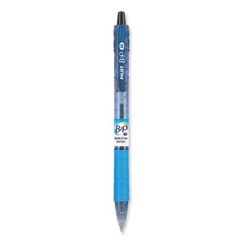 B2p Bottle-2-pen Recycled Ballpoint Pen, Retractable, Medium 1 Mm, Black Ink, Translucent Blue Barrel, Dozen