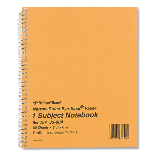 Single-subject Wirebound Notebooks, Narrow Rule, Brown Paperboard Cover, (80) 8.25 X 6.88 Sheets