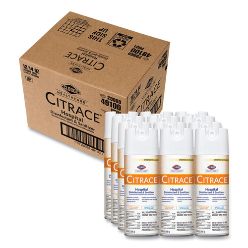 Citrace Hospital Disinfectant And Deodorizer, Citrus, 14 Oz Aerosol Spray, 12/carton