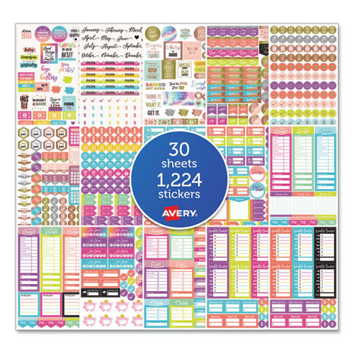 Budgeting Planner Stickers, Budget Theme, Assorted Colors, 1,224/pack