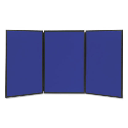 Show-it! Display System, Three-panel Display, 72 X 36, Blue/gray Surface, Black Pvc Frame