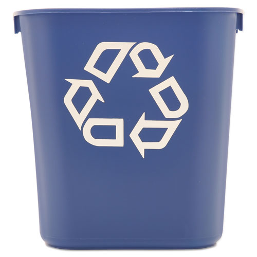 Deskside Recycling Container, Small, 13.63 Qt, Plastic, Blue