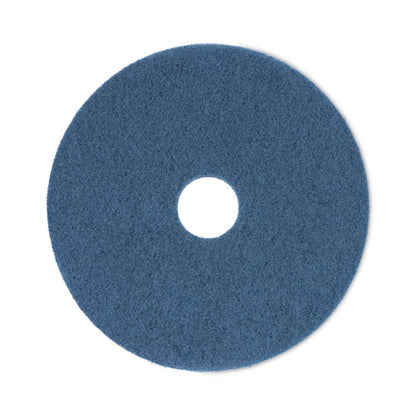 Scrubbing Floor Pads, 17" Diameter, Blue, 5/carton