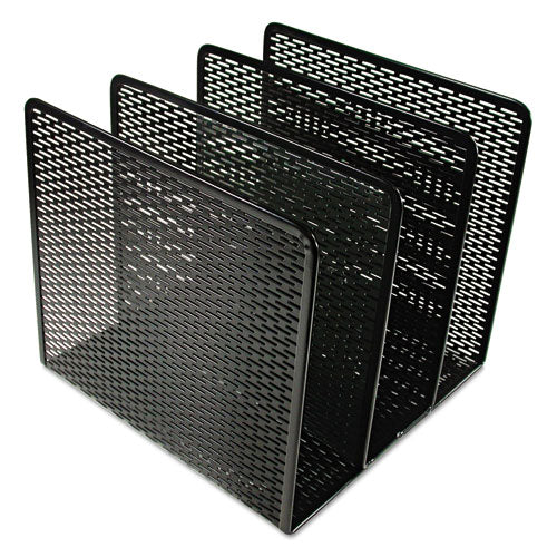 Urban Collection Punched Metal File Sorter, 3 Sections, Letter Size Files, 8" X 8" X 7.25", Black