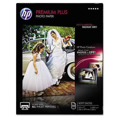 Premium Plus Photo Paper, 11.5 Mil, 8.5 X 11, Soft-gloss White, 50/pack