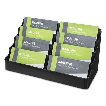 8-tier Recycled Business Card Holder, Holds 400 Cards, 7.88 X 3.88 X 3.38, Plastic, Black