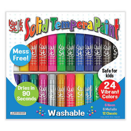 Kwik Stick Tempera Paint, 3.5", Assorted Colors, 24/pack