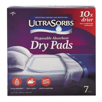 Ultrasorbs Disposable Dry Pads, 23" X 35", Blue, 7/box