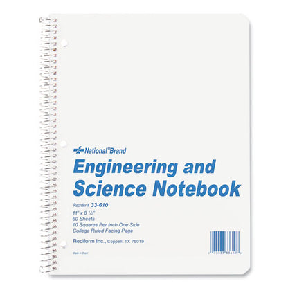 Engineering And Science Notebook, Quadrille Rule (10 Sq/in), White Cover, (60) 11 X 8.5 Sheets