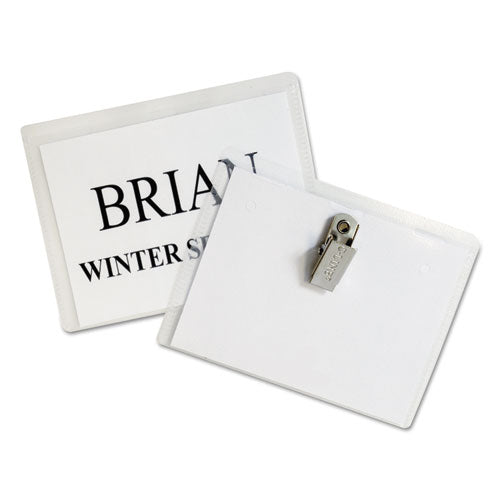 Name Badge Kits, Top Load, 4 X 3, Clear, 50/box