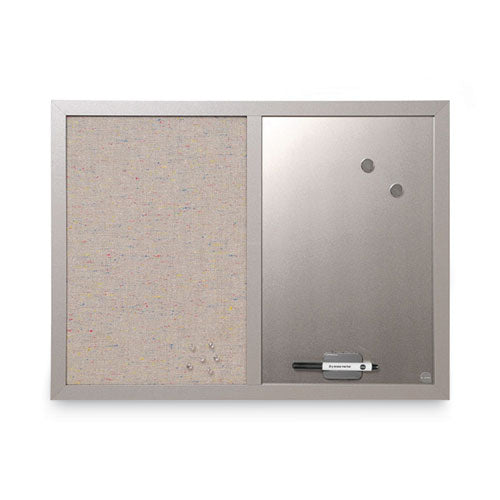 Designer Combo Fabric Bulletin/dry Erase Board, 24 X 18, Multicolor/gray Surface, Gray Mdf Wood Frame