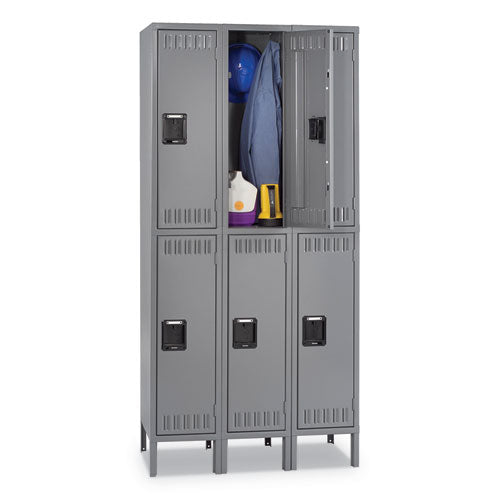 Double Tier Locker With Legs, Triple Stack, 36w X 18d X 78h, Medium Gray