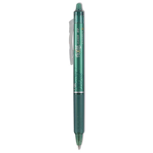 Frixion Clicker Erasable Gel Pen, Retractable, Fine 0.7 Mm, Green Ink, Green Barrel, Dozen