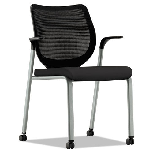 Nucleus Series Multipurpose Stacking Chair With Ilira-stretch M4 Back, Supports Up To 300 Lb, Black Seat/back, Platinum Base