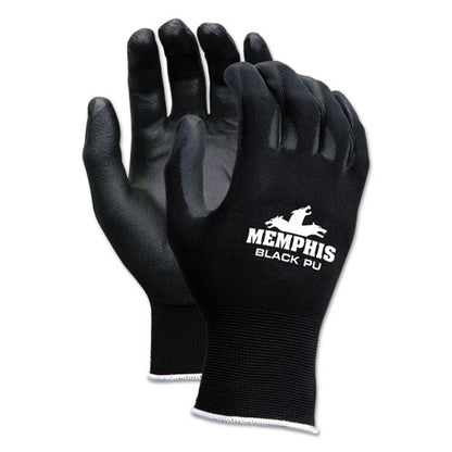 Economy Pu Coated Work Gloves, Black, Small, Dozen