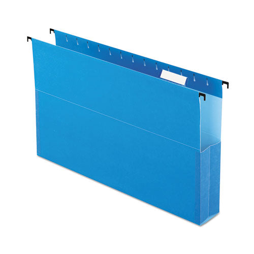 Surehook Reinforced Extra-capacity Hanging Box File, 1 Section, 2" Capacity, Legal Size, 1/5-cut Tabs, Blue, 25/box