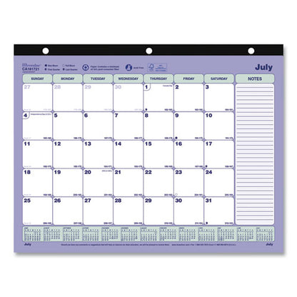 Academic 13-month Desk Pad Calendar, 11 X 8.5, Black Binding, 13-month (july To July): 2023 To 2024