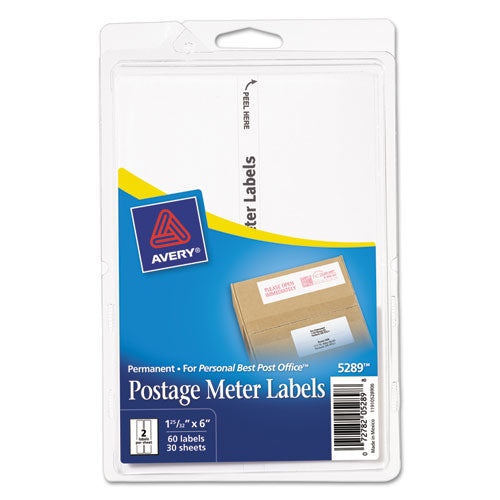 Postage Meter Labels For Personal Post Office, 1.78 X 6, White, 2/sheet, 30 Sheets/pack, (5289)