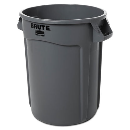 Vented Round Brute Container, 32 Gal, Plastic, Gray