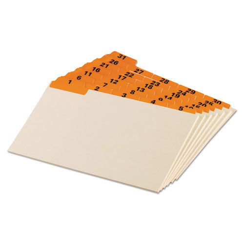 Manila Index Card Guides With Laminated Tabs, 1/5-cut Top Tab, 1 To 31, 5 X 8, Manila, 31/set