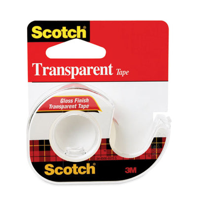 Transparent Tape In Handheld Dispenser, 1" Core, 0.5" X 37.5 Ft, Transparent